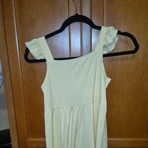Girls Cream Ruffle Strap Dress - Unbranded
